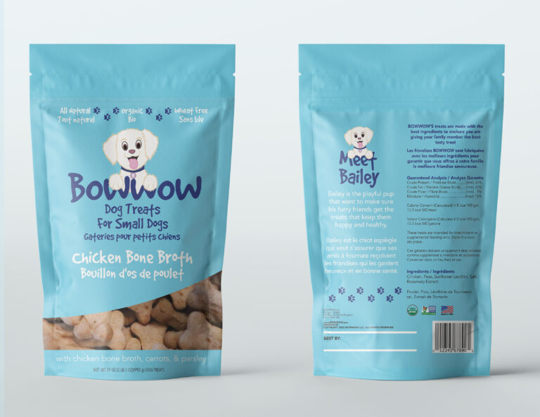 BOWWOW Dog Treats Packaging Mockup
