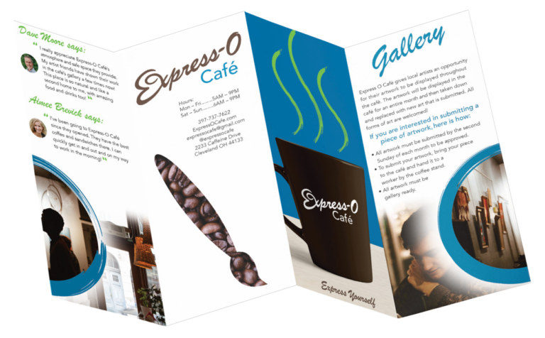 Express-O Café Outside Brochure Mockup